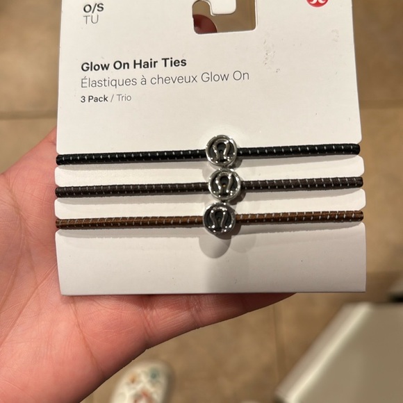 lululemon athletica Glow On Hair Ties - Black, Silver, Brown - Picture 1 of 2